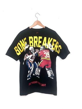 Bone Breakers Black Graphic Tee - Hockey Skull Design